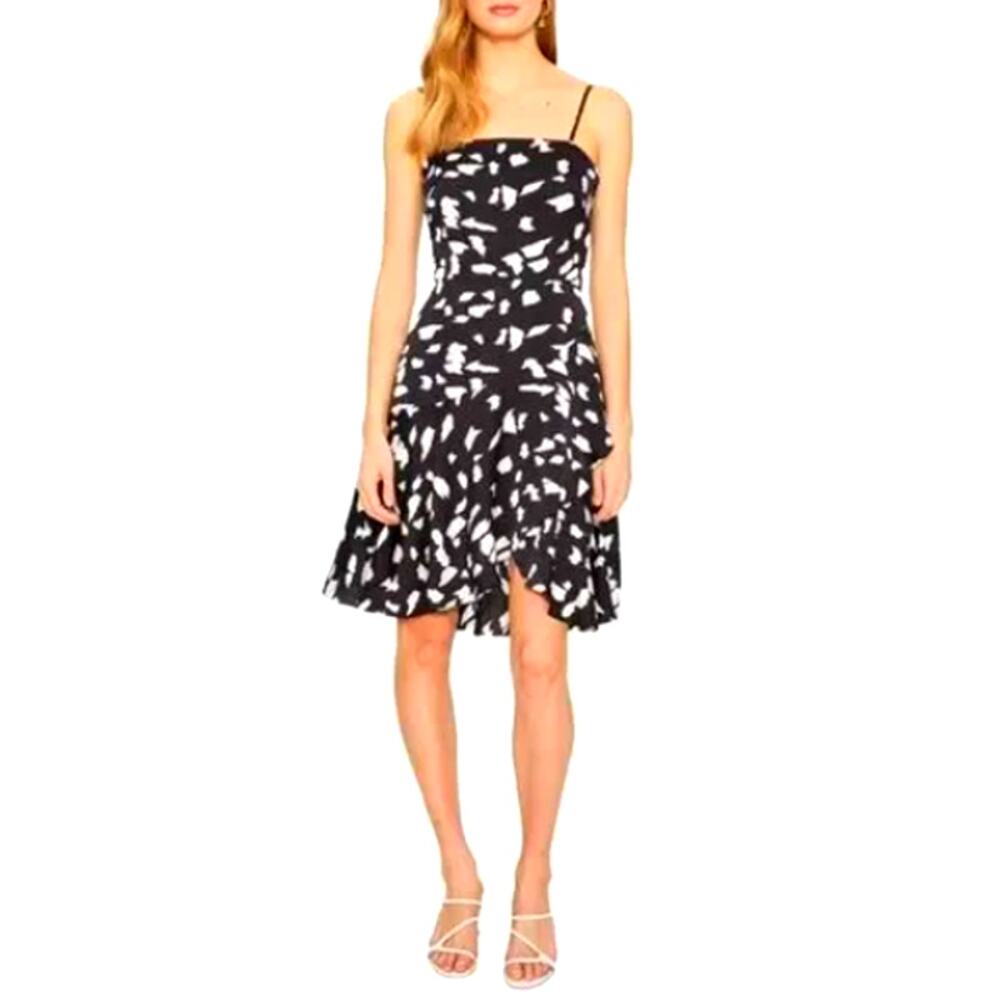 Cooper St. Mini Dress Size 12 Black White Print Cami Strap A-line Cocktail Party